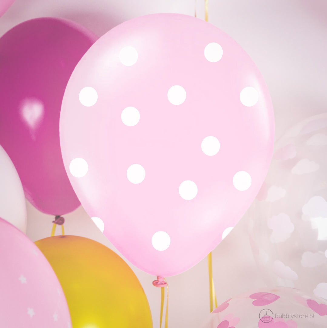 Baby Pink Spot Balloons w/ White