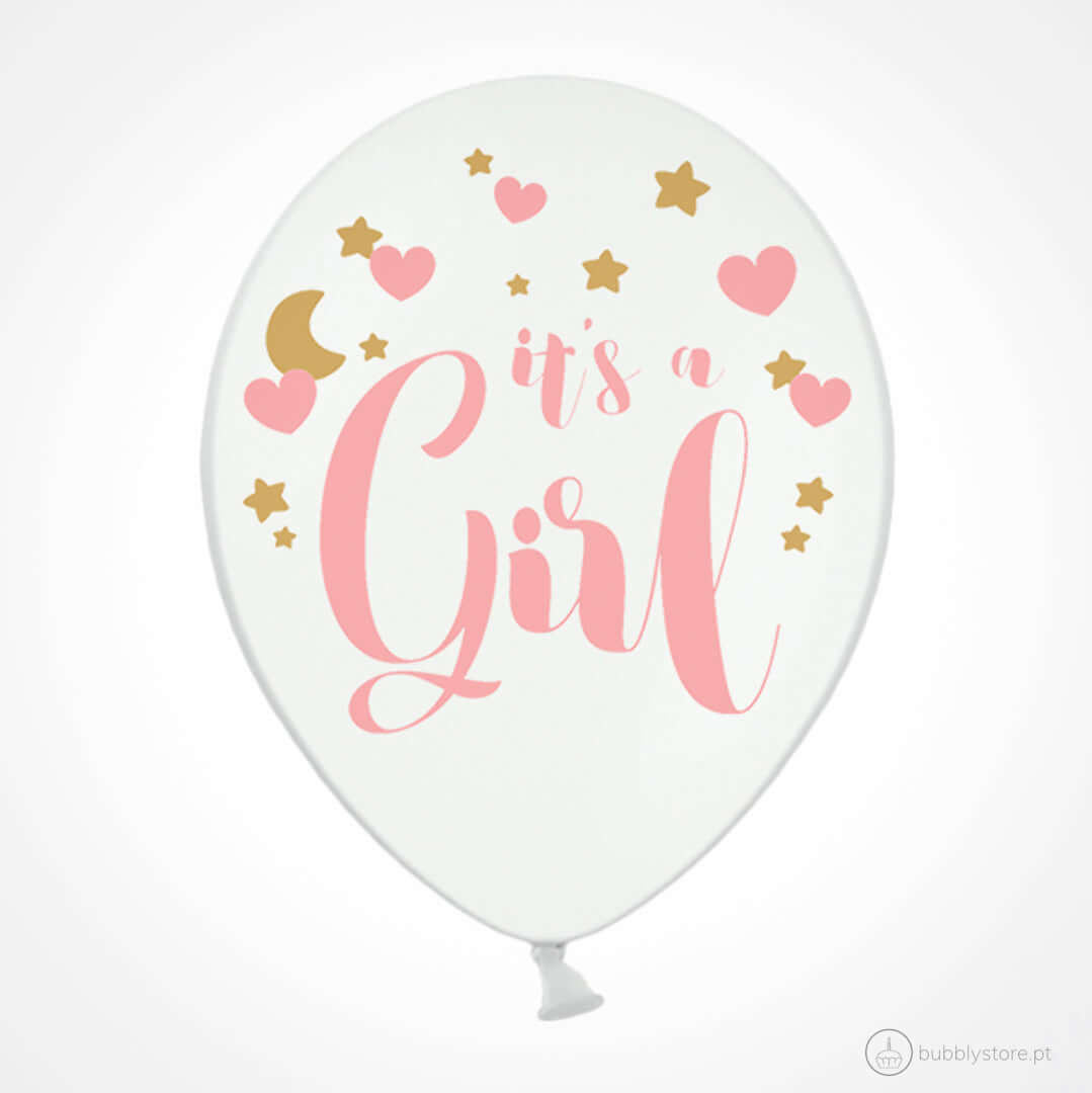 It's a Girl Balloons Pink w/ Gold