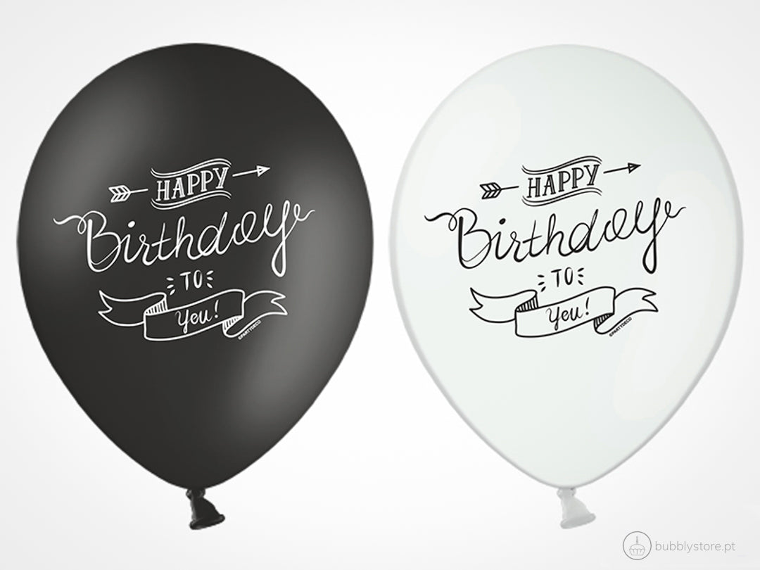 Pure White Birthday Set Balloons w/ Black