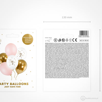 Set One Balloons in Pure White w/ Light Pink