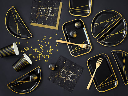 Happy New Year Napkins Black