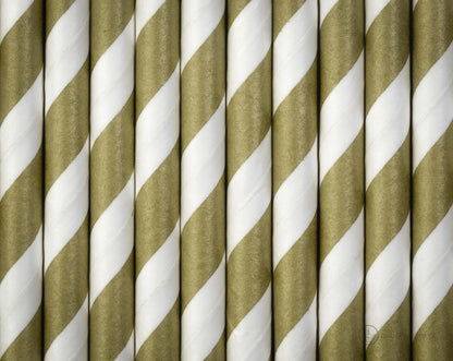 Matte Gold Striped Straws