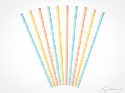 Palhinhas de papel coloridas, com a altura de 19,5 cm.
Cada embalagem é composta por 10 unidades.