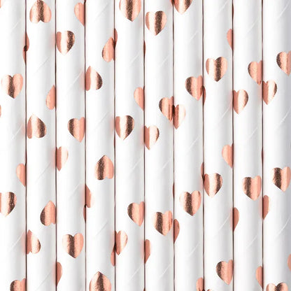 Pajitas Blancas con Corazones