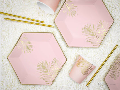 Pratos Folhas Rosa Claro