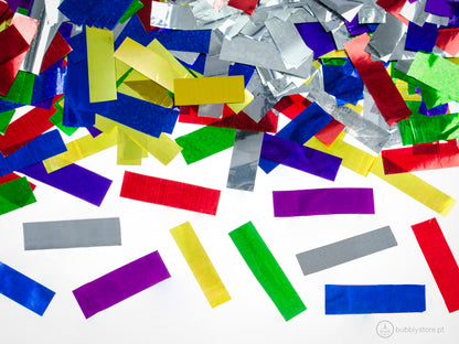Canhão de confetis coloridos para decoração festa aniversário, com comprimento de 60cm.