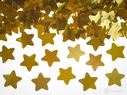 Canhão de confetis dourados em forma de estrelas para decoração de festa aniversário / ano novo / passagem de ano, com comprimento de 40cm.