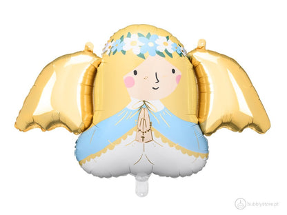 Balão em forma de anjo, com 75 x 45 cm após enchimento.
Apto para enchimento com hélio ou ar.
Enchimento não incluído.