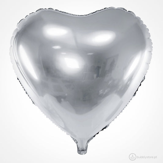 Balão Coração Prateado (45cm) - Bubbly