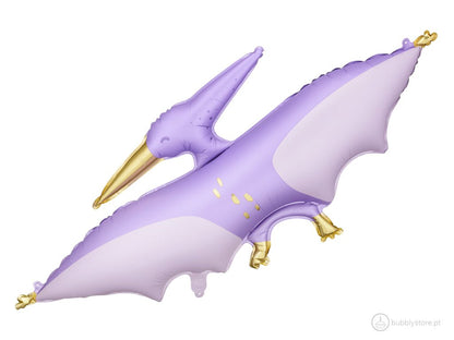 Balão em forma de dinossauro pterodáctilo, com 115 x 53 cm após enchimento. Apto para enchimento com hélio ou ar. Enchimento não incluído.