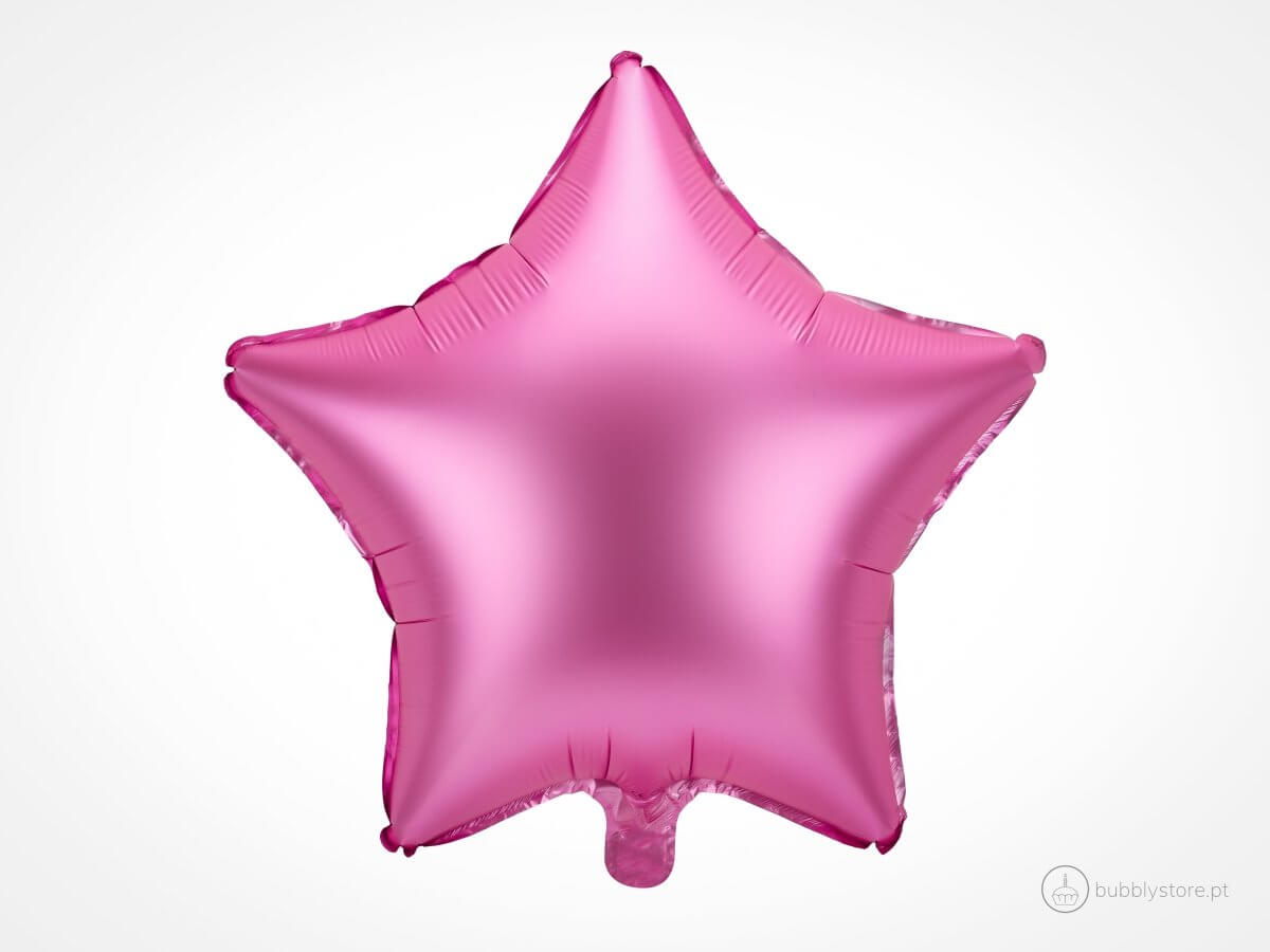 Balão Estrela Rosa Acetinado - Bubbly