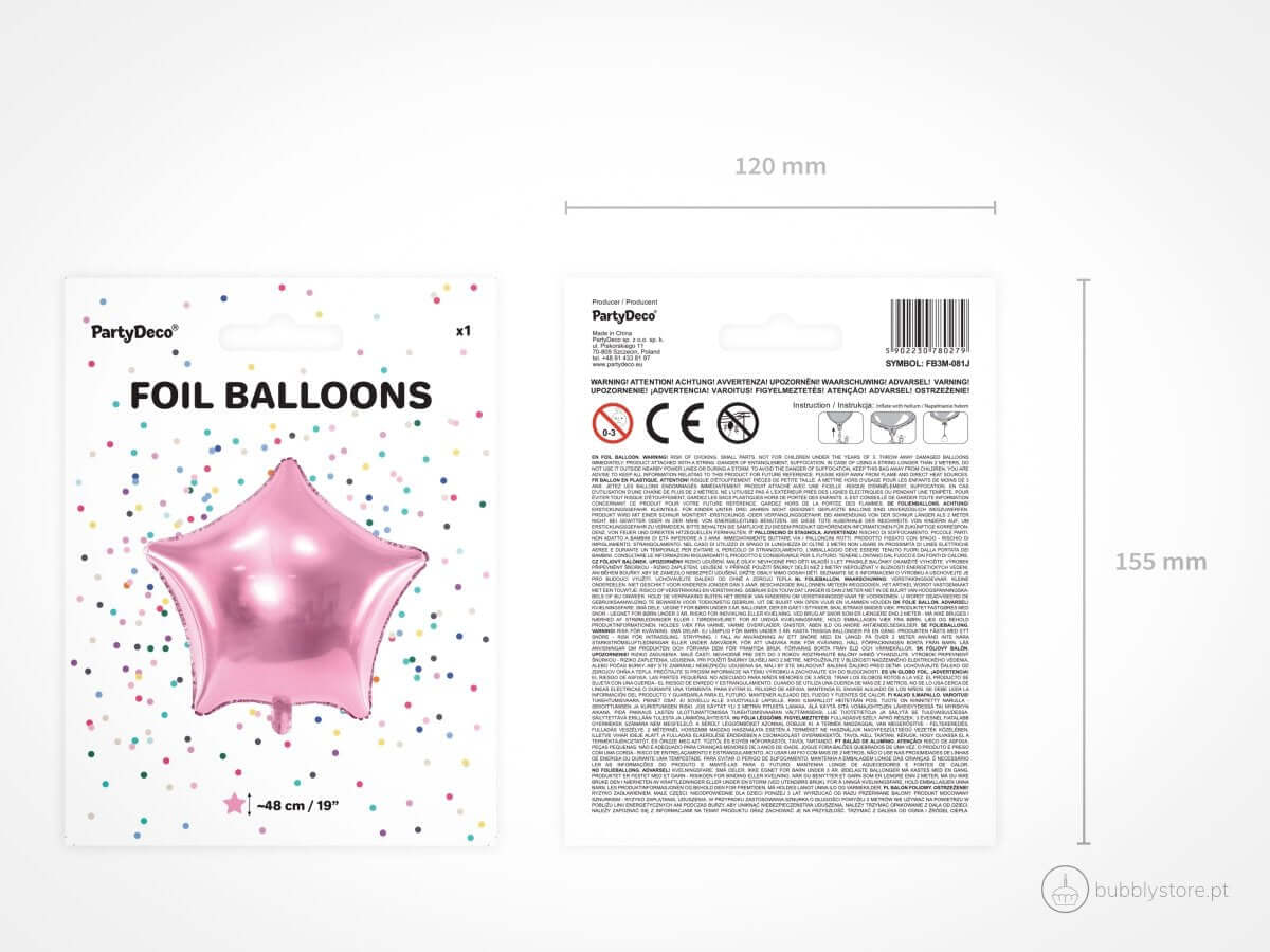 Balão Estrela Rosa Claro - Bubbly