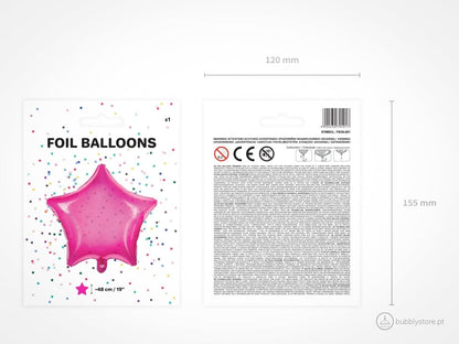 Balão Estrela Rosa Transparente - Bubbly