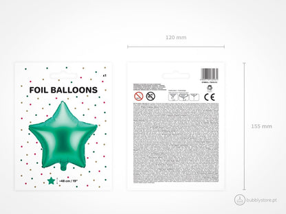 Balão Estrela Verde Acetinado - Bubbly