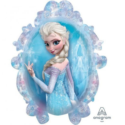 Balão da temática Frozen com duas faces diferentes, com 45 cm de diâmetro. Apto para enchimento com hélio ou ar. Enchimento não incluído.
