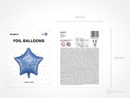 Balão Happy Birthday Azul Marinho - Bubbly