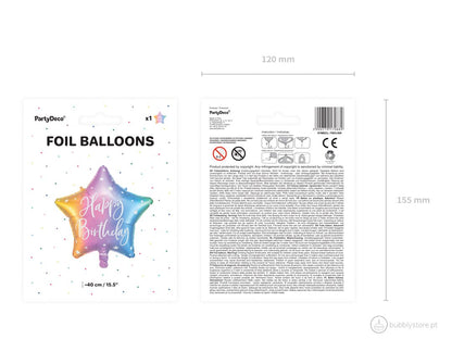 Balão Happy Birthday Multicolorido - Bubbly