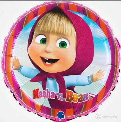 Balão da temática Masha e o Urso, com duas faces diferentes, com a medida de 45cm após enchimento. Apto para enchimento a hélio ou ar. Enchimento não incluído.