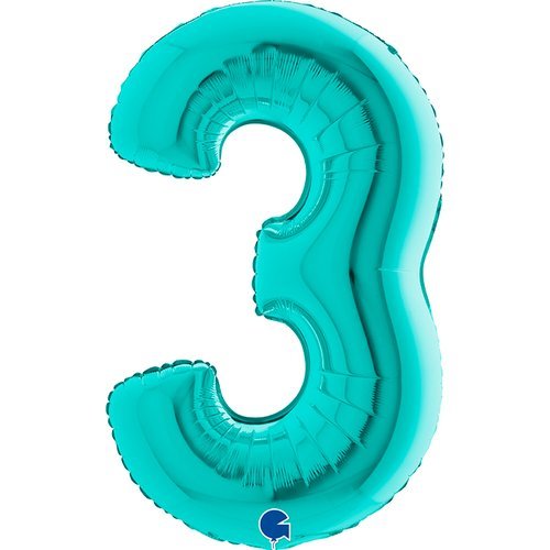 Balão Números Azul Turquesa - Bubbly