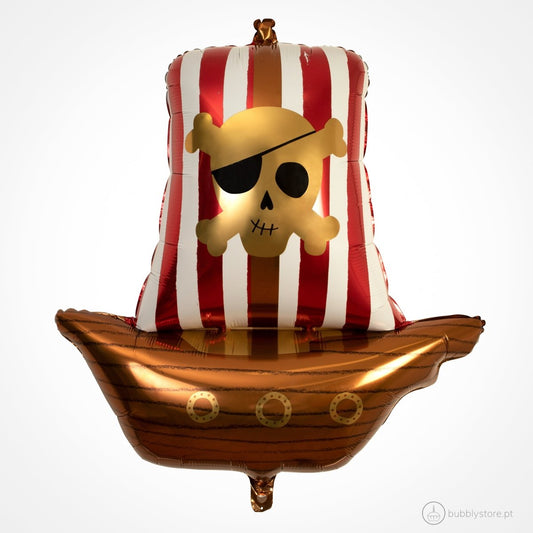 Balão em forma de barco Pirata, com altura de 86,4cm.
Apto para enchimento com hélio ou ar.
Enchimento não incluído.