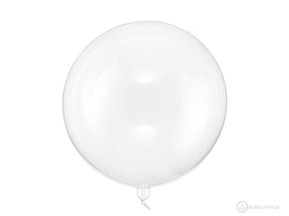 Balão transparente para decoração de festa aniversário, com 40 cm de diâmetro no total.