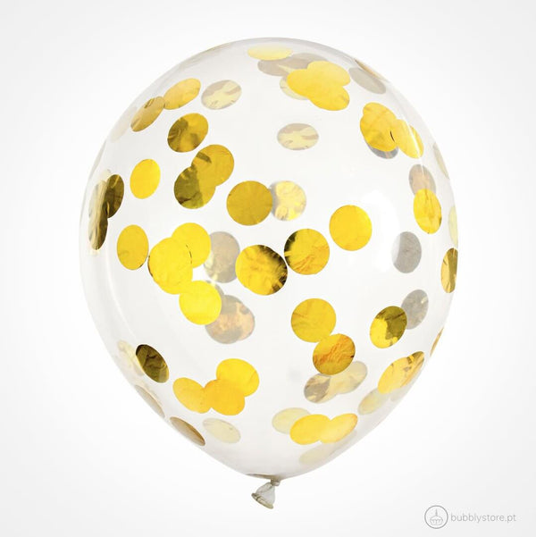 Balões Confetis Circulo Dourado