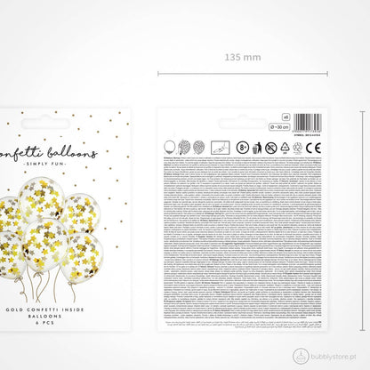 Balões Confetis Estrela Dourado - Bubbly