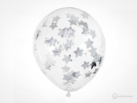 Balões Confetis Estrela Prateado - Bubbly