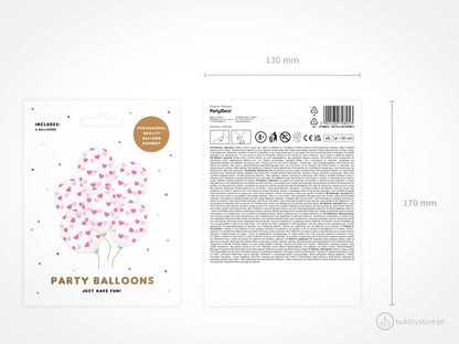 Balões Corações Rosa - Bubbly